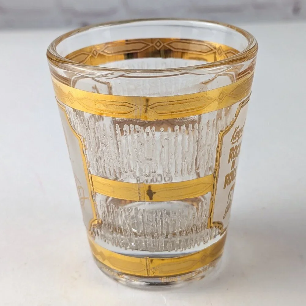 Vintage Elvis Gold-tone King of Rock 'n Roll Shot Glass